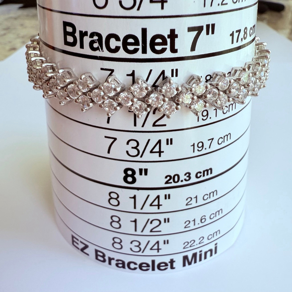 18 TCW Cubic Zirconia CZ 925 Sterling Silver 8.5mm Diamond Shape Tennis Bracelet - Picture 8 of 10